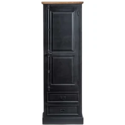 Wohnen Vitrinen<61x180x42 Wohnzimmer Schrank in Schwarz & Teak - Niovan