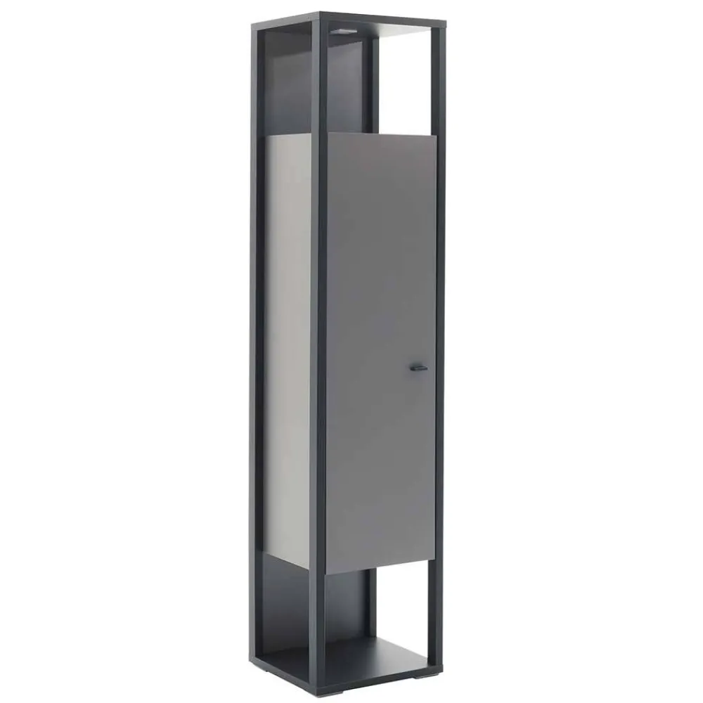 Wohnen Vitrinen<40x178x37 Wohnzimmer Schrank in Grau & Anthrazit - Ridona I