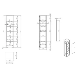 Wohnen Vitrinen<40x178x37 Wohnzimmer Schrank in Grau & Anthrazit - Ridona I