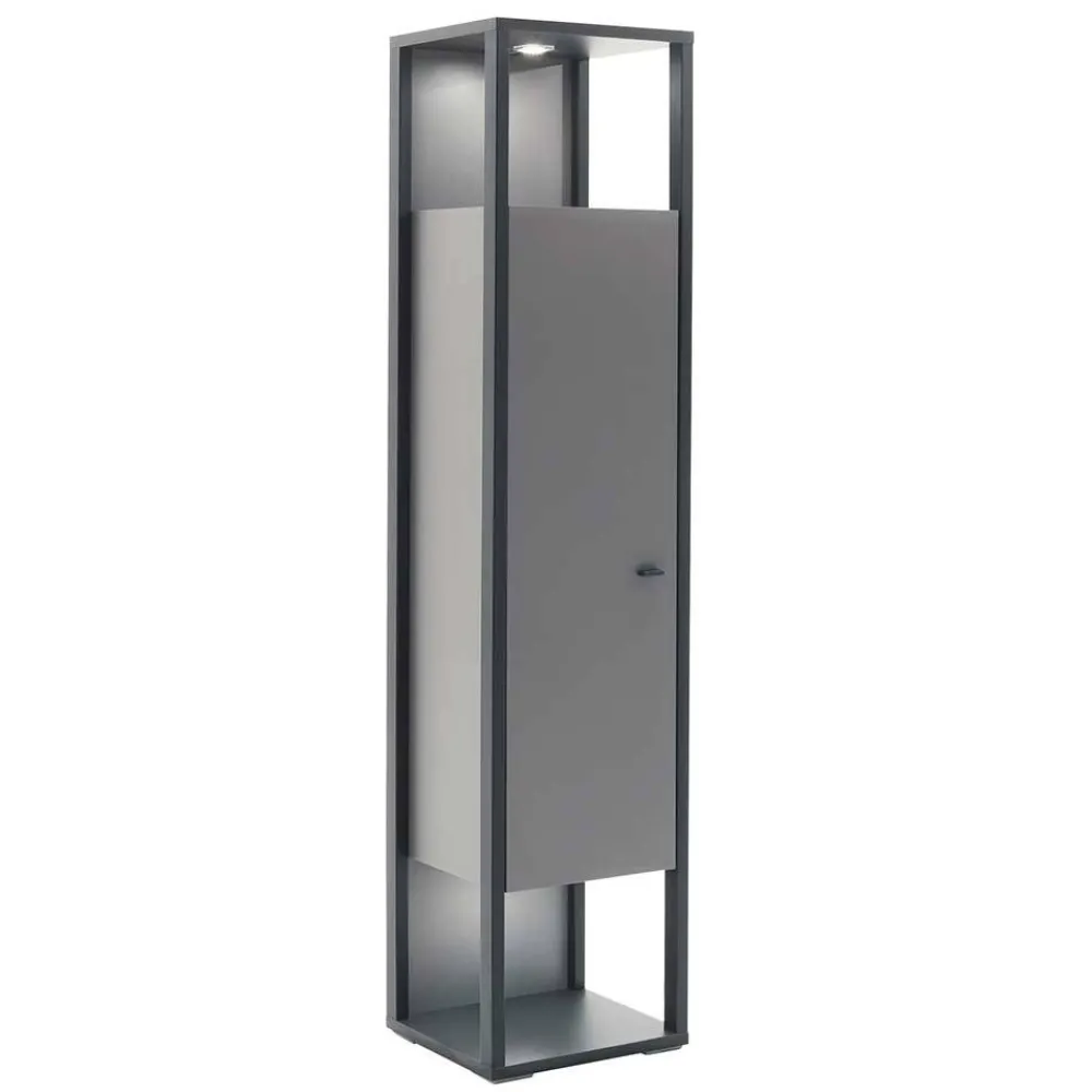 Wohnen Vitrinen<40x178x37 Wohnzimmer Schrank in Grau & Anthrazit - Ridona I