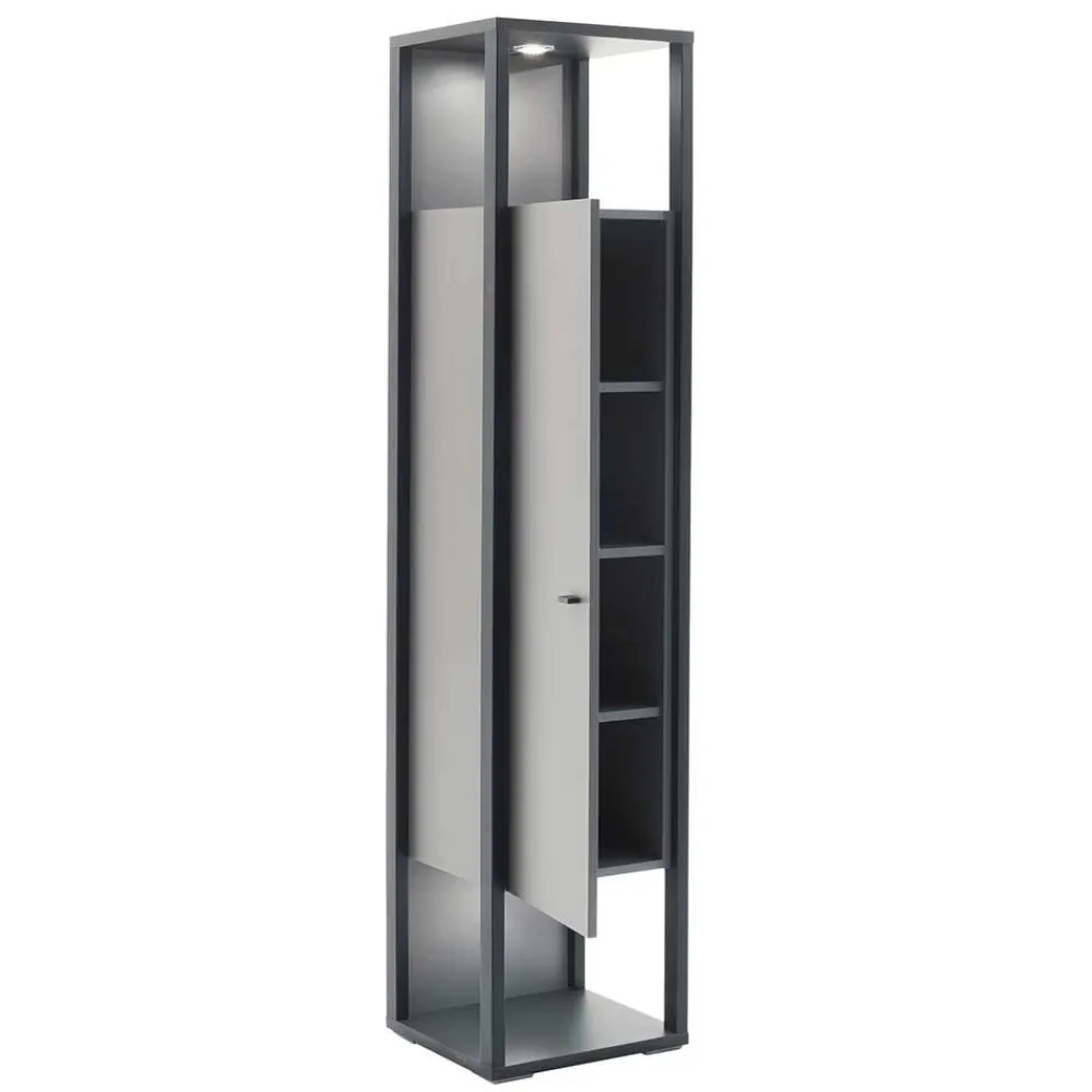 Wohnen Vitrinen<40x178x37 Wohnzimmer Schrank in Grau & Anthrazit - Ridona I
