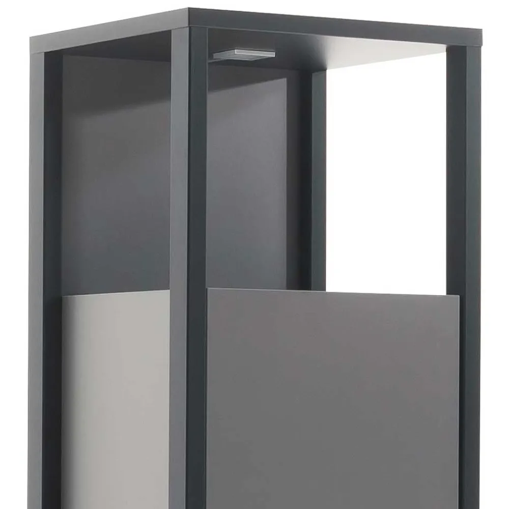 Wohnen Vitrinen<40x178x37 Wohnzimmer Schrank in Grau & Anthrazit - Ridona I