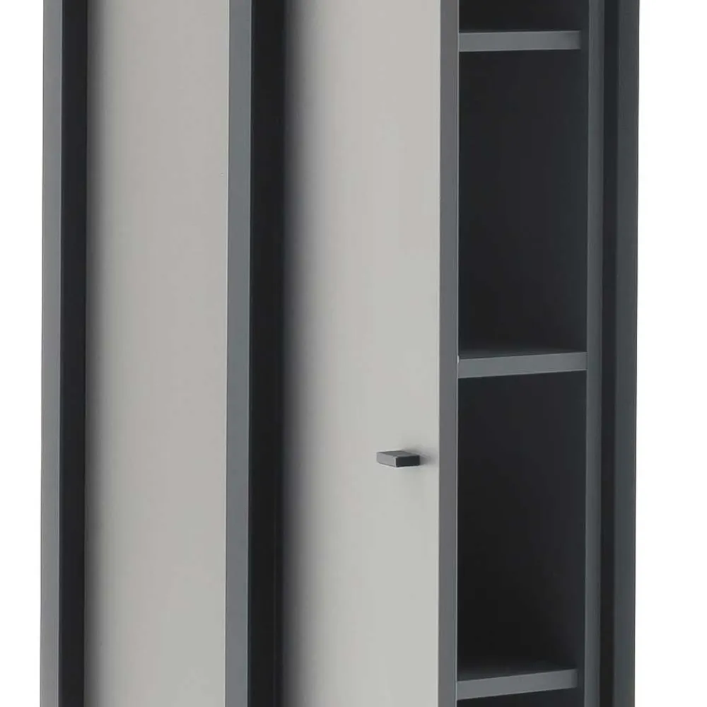 Wohnen Vitrinen<40x178x37 Wohnzimmer Schrank in Grau & Anthrazit - Ridona I