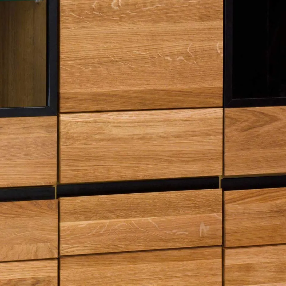 Wohnen Highboards|Kommoden<162x148x42 Wohnzimmer Schrank mit Glas Einsätzen - Sennya I