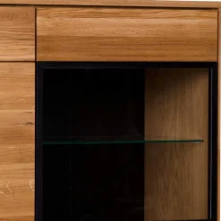 Wohnen Highboards|Kommoden<162x148x42 Wohnzimmer Schrank mit Glas Einsätzen - Sennya I