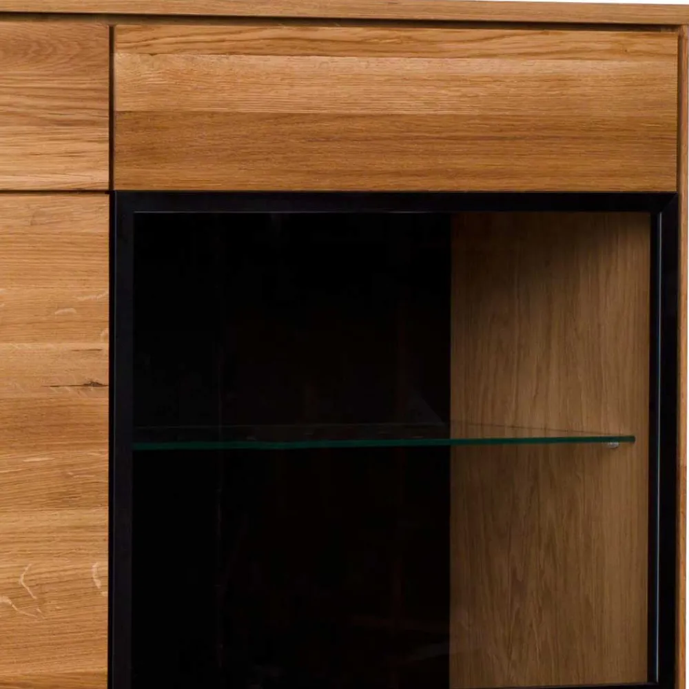 Wohnen Highboards|Kommoden<162x148x42 Wohnzimmer Schrank mit Glas Einsätzen - Sennya I