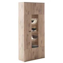 Wohnen Vitrinen<90x200x37 Wohnzimmer Schrank mit Glas Einsatz - Comrinaca