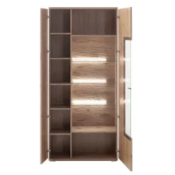 Wohnen Vitrinen<90x200x37 Wohnzimmer Schrank mit Glas Einsatz - Comrinaca