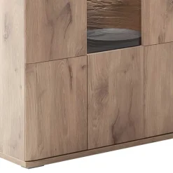 Wohnen Vitrinen<90x200x37 Wohnzimmer Schrank mit Glas Einsatz - Comrinaca