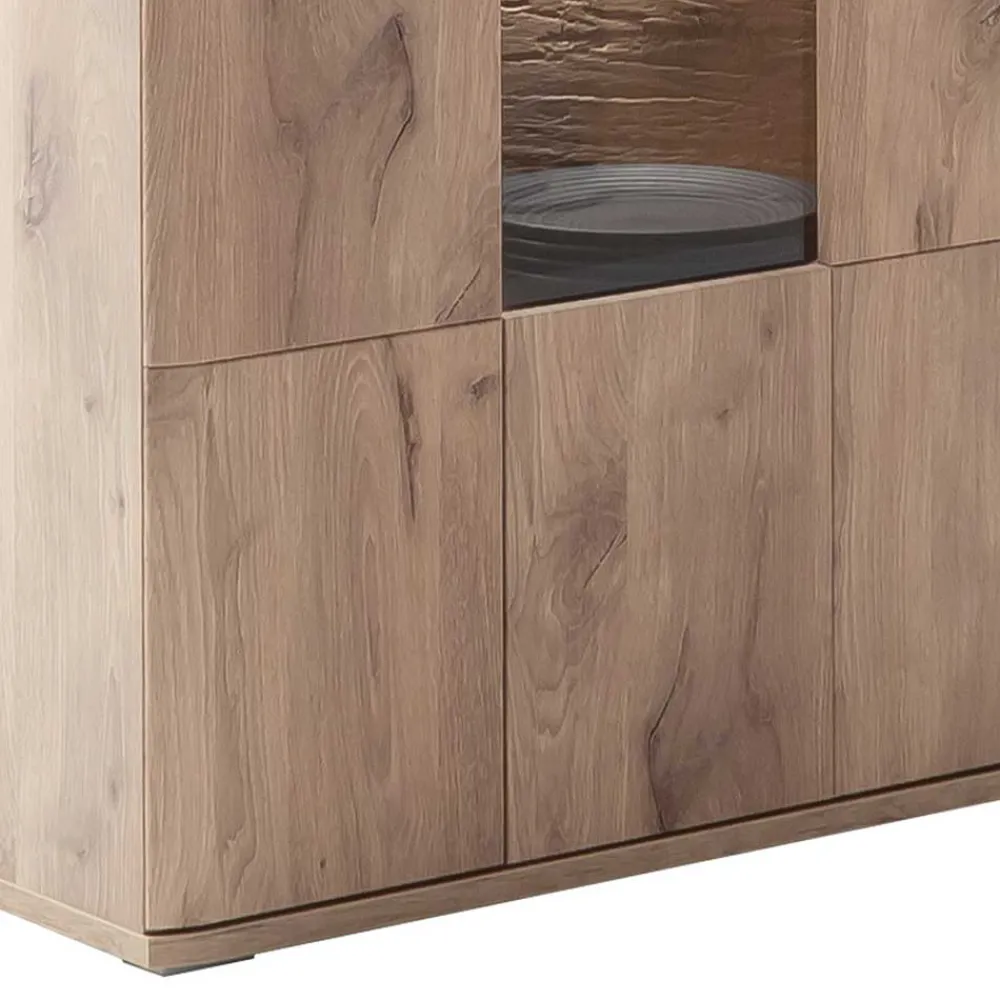 Wohnen Vitrinen<90x200x37 Wohnzimmer Schrank mit Glas Einsatz - Comrinaca
