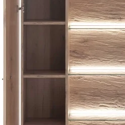 Wohnen Vitrinen<90x200x37 Wohnzimmer Schrank mit Glas Einsatz - Comrinaca
