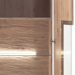 Wohnen Vitrinen<90x200x37 Wohnzimmer Schrank mit Glas Einsatz - Comrinaca