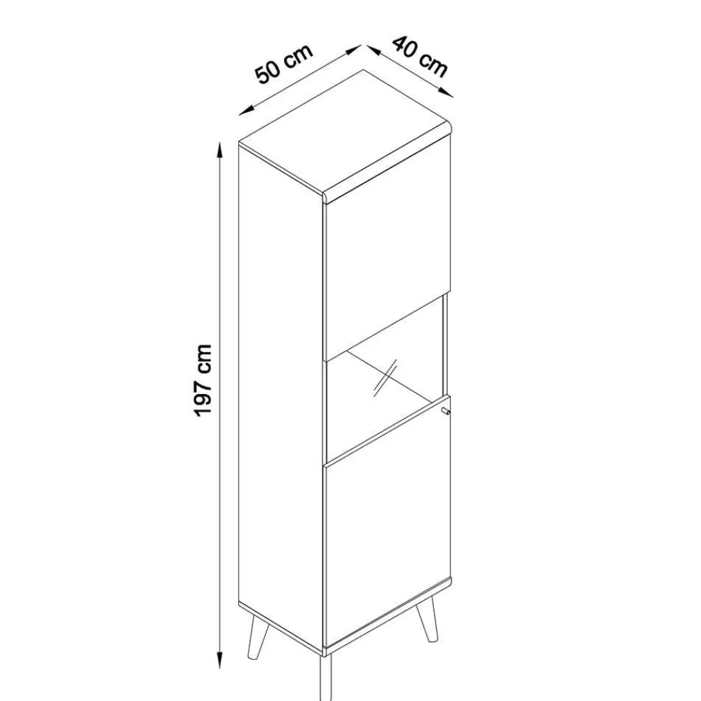 Wohnen Vitrinen|Schränke<50x197x40 Wohnzimmer Schrank mit Glas - Cablos I