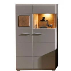 Wohnen Highboards|Vitrinen<80x139x37 Wohnzimmer Schrank mit Glas Einsatz - Fraguca
