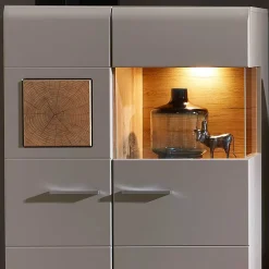 Wohnen Highboards|Vitrinen<80x139x37 Wohnzimmer Schrank mit Glas Einsatz - Fraguca