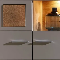 Wohnen Highboards|Vitrinen<80x139x37 Wohnzimmer Schrank mit Glas Einsatz - Fraguca