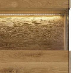 Wohnen Vitrinen|Schränke<63x208x44 Wohnzimmer Vitrine aus Wildeiche massiv - Obinson