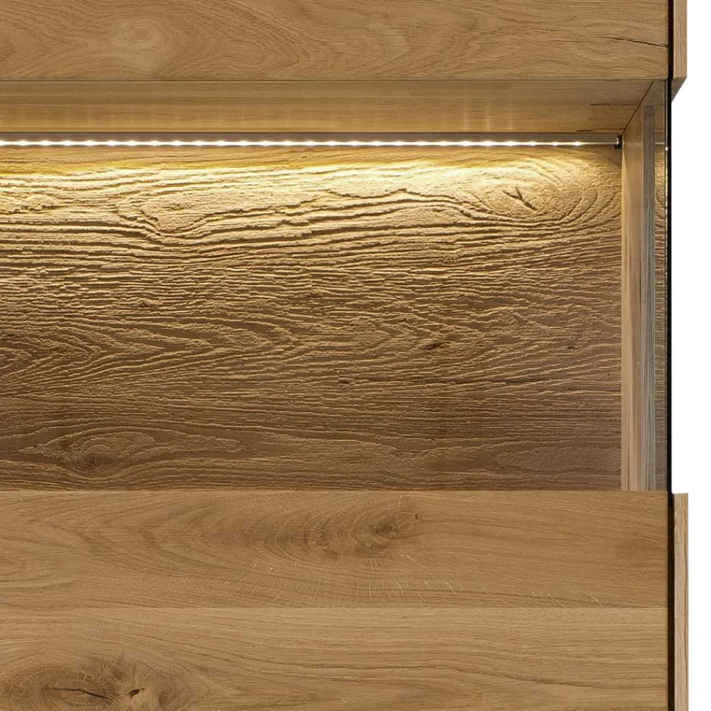 Wohnen Vitrinen|Schränke<63x208x44 Wohnzimmer Vitrine aus Wildeiche massiv - Obinson