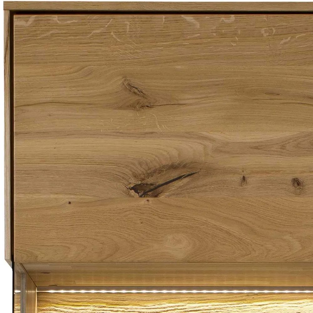 Wohnen Vitrinen|Schränke<63x208x44 Wohnzimmer Vitrine aus Wildeiche massiv - Obinson
