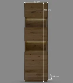 Wohnen Vitrinen|Schränke<63x208x44 Wohnzimmer Vitrine aus Wildeiche massiv - Obinson