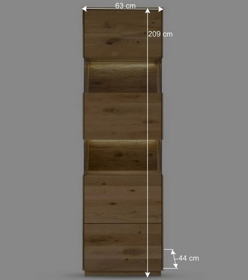 Wohnen Vitrinen|Schränke<63x208x44 Wohnzimmer Vitrine aus Wildeiche massiv - Obinson