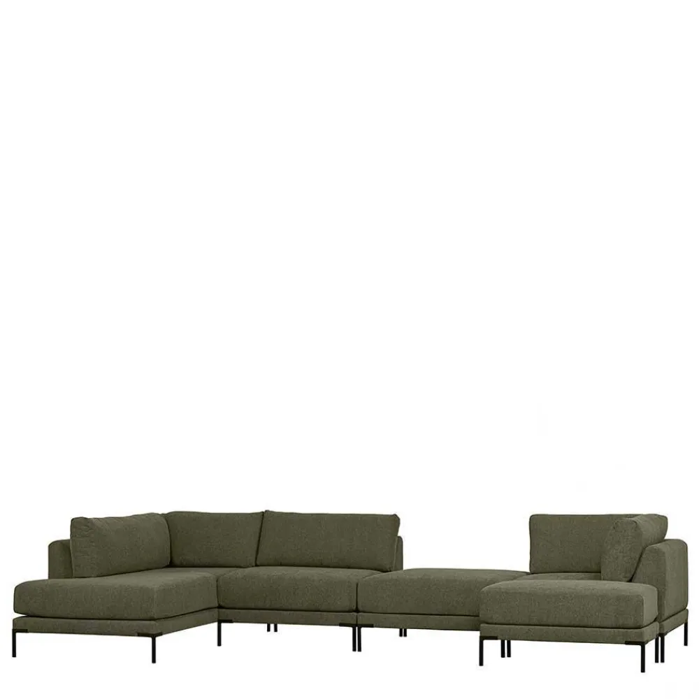 Wohnen Hocker<100x44x100 Wohnzimmerhocker in Dunkelgrün - Arraggo