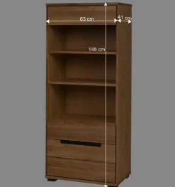 Wohnen Regale|Vitrinen<63x148x41 Wohnzimmerregal in Eiche - Sennya I