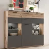 Wohnen Highboards|Vitrinen<140x134x37 Wohnzimmerschrank Highboard mit Glas - Lucios