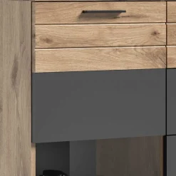 Wohnen Highboards|Vitrinen<140x134x37 Wohnzimmerschrank Highboard mit Glas - Lucios