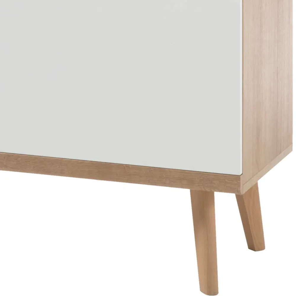 Wohnen Vitrinen|Schränke<90x134x40 Wohnzimmerschrank in Weiß & Eiche - Cablos