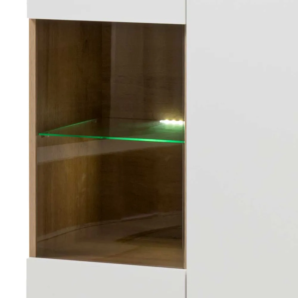 Wohnen Vitrinen|Schränke<90x134x40 Wohnzimmerschrank in Weiß & Eiche - Cablos