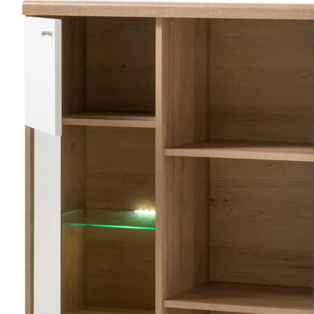 Wohnen Vitrinen|Schränke<90x134x40 Wohnzimmerschrank in Weiß & Eiche - Cablos