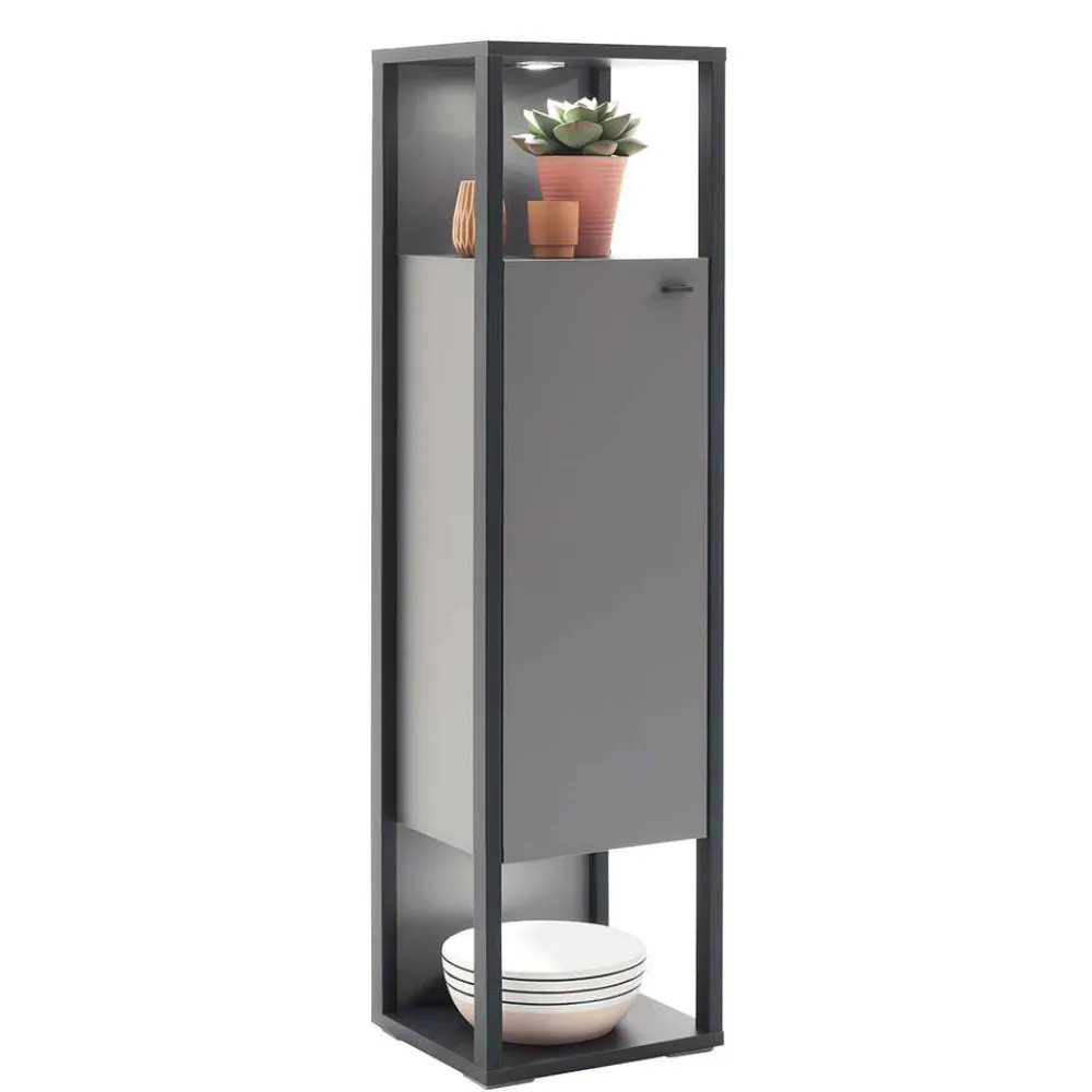 Wohnen Vitrinen<40x150x37 Wohnzimmerschrank mit Tür & 2 Fächern - Ridona