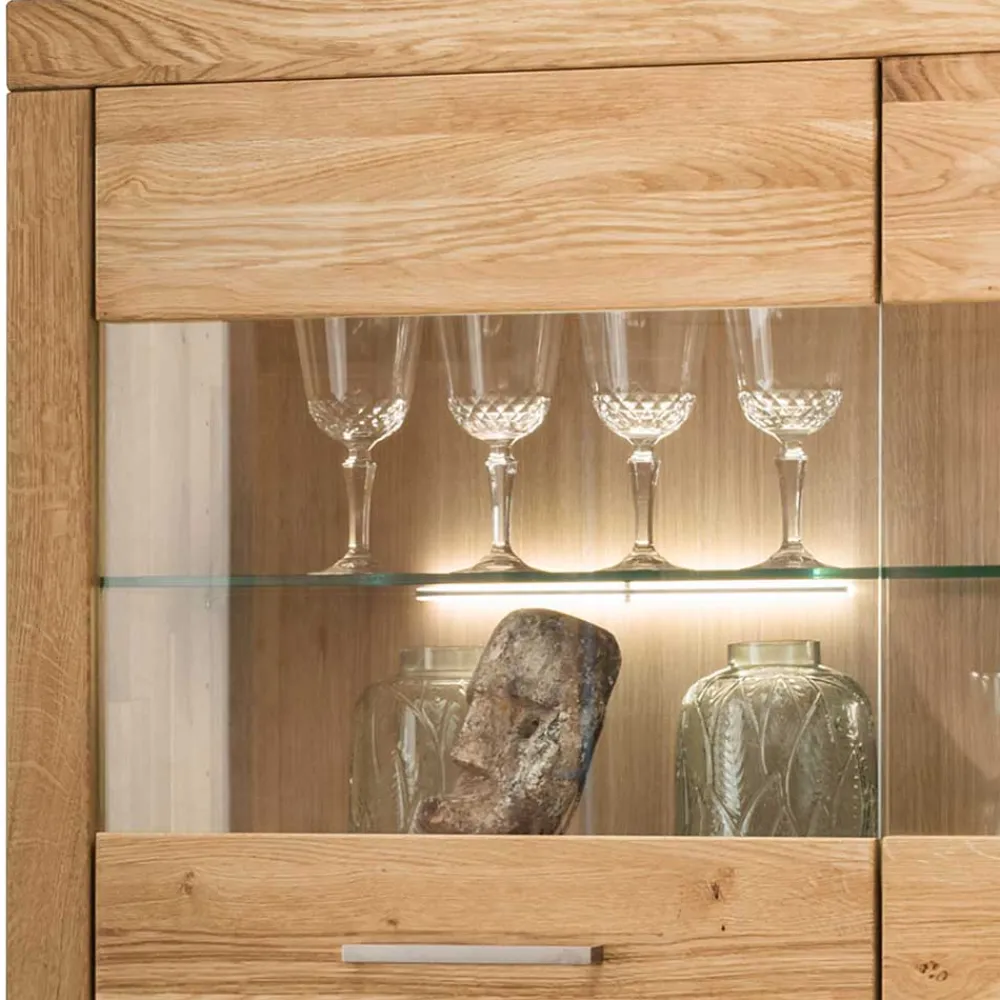 Wohnen Vitrinen|Schränke<118x141x40 Wohnzimmerschrank mit Glaseinsätzen - Loitons