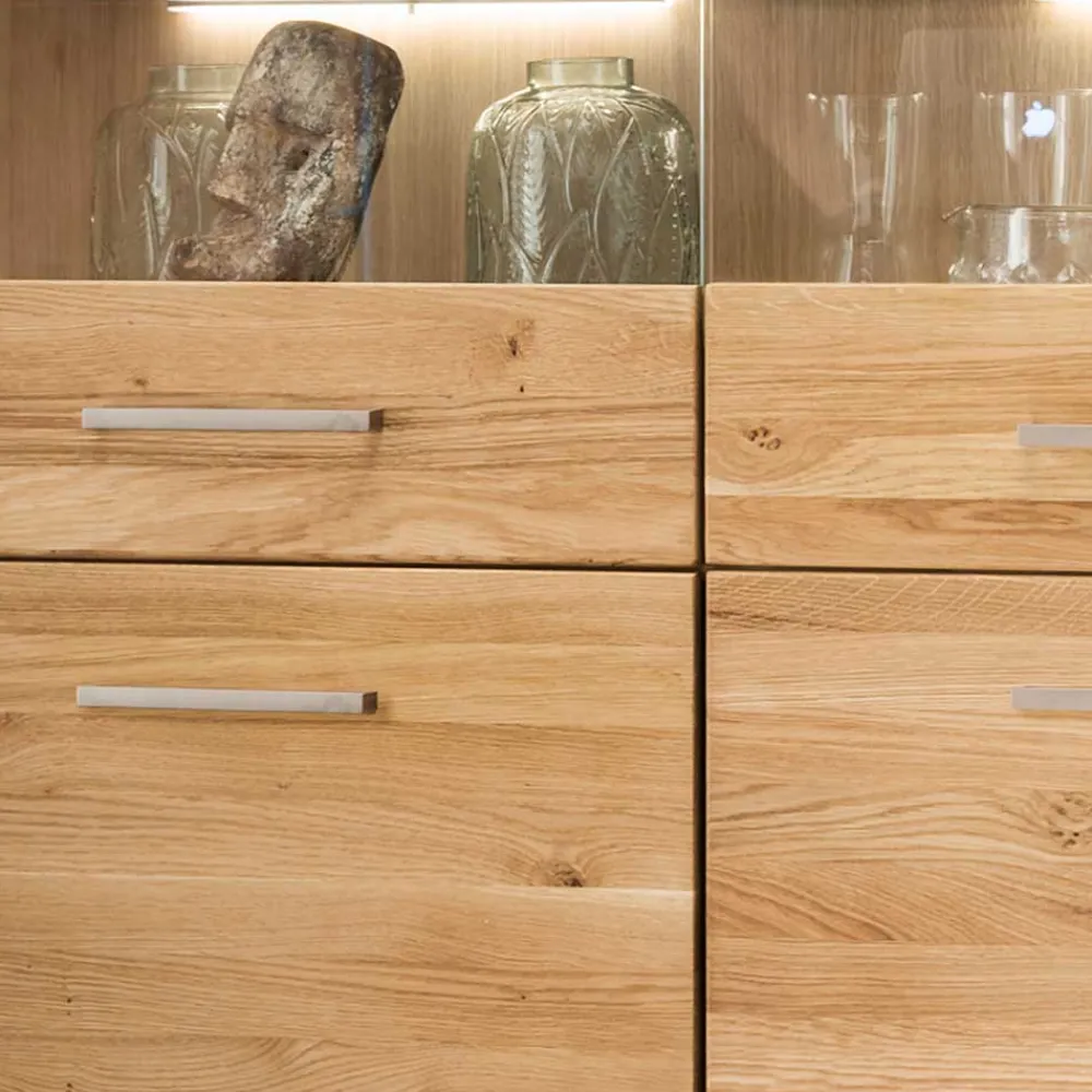 Wohnen Vitrinen|Schränke<118x141x40 Wohnzimmerschrank mit Glaseinsätzen - Loitons