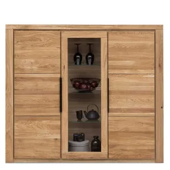 Wohnen Highboards|Kommoden<160x141x40 Wohnzimmerschrank mit Glaseinsatz - Nelenia