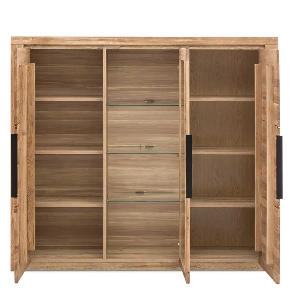 Wohnen Highboards|Kommoden<160x141x40 Wohnzimmerschrank mit Glaseinsatz - Nelenia