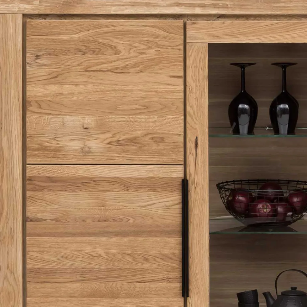 Wohnen Highboards|Kommoden<160x141x40 Wohnzimmerschrank mit Glaseinsatz - Nelenia