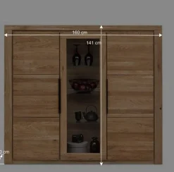 Wohnen Highboards|Kommoden<160x141x40 Wohnzimmerschrank mit Glaseinsatz - Nelenia
