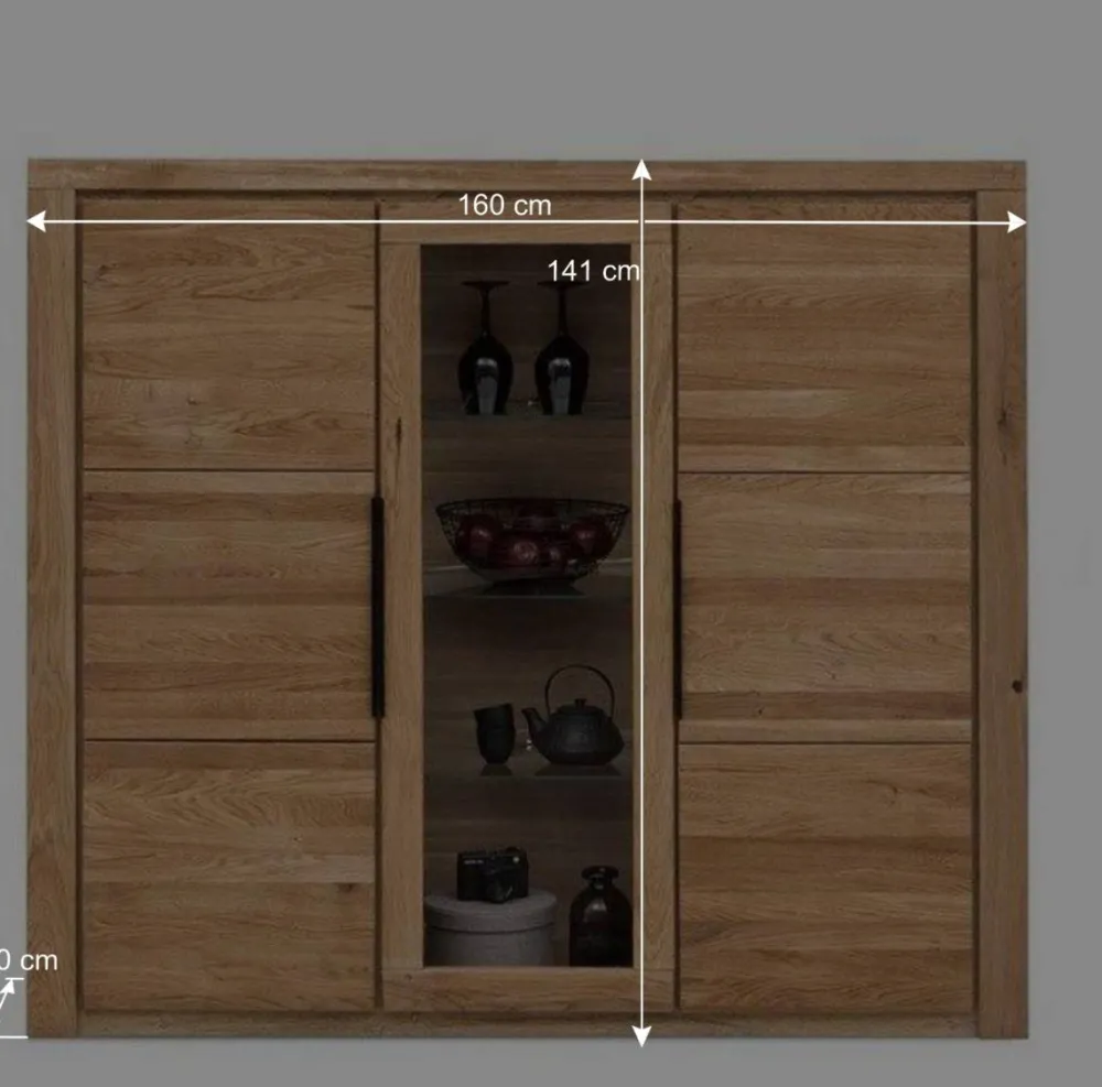 Wohnen Highboards|Kommoden<160x141x40 Wohnzimmerschrank mit Glaseinsatz - Nelenia