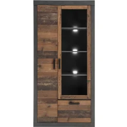 Wohnen Vitrinen<97x201x40 Wohnzimmerschrank mit Glastür - Timuras
