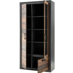 Wohnen Vitrinen<97x201x40 Wohnzimmerschrank mit Glastür - Timuras