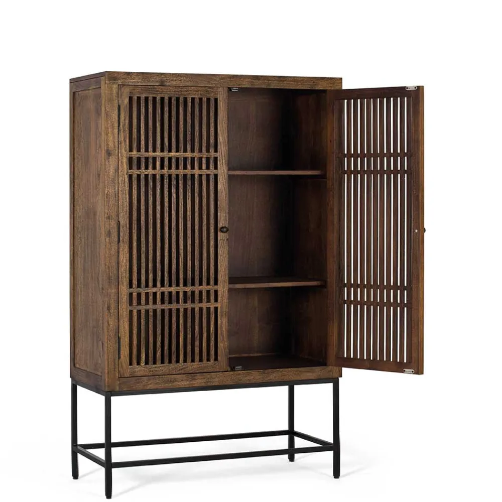 Wohnen Vitrinen<100x160x45 Wohnzimmerschrank mit zwei Türen - Charin