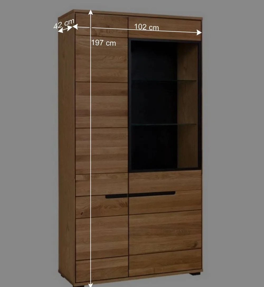 Wohnen Vitrinen<102x197x42 Wohnzimmerschrank mit Glas - 4-türig - Sennya