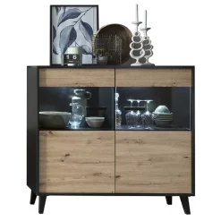 Wohnen Sideboards<126x118x40 Wohnzimmerschrank mit Glaseinsatz - Paniera