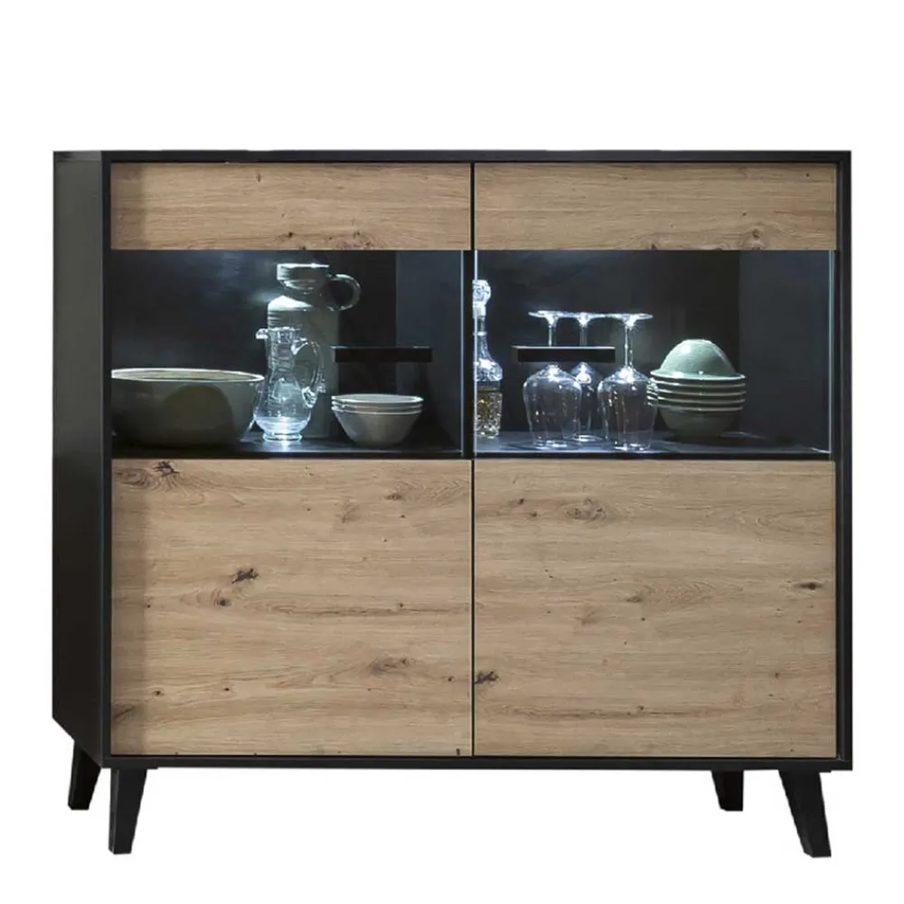 Wohnen Sideboards<126x118x40 Wohnzimmerschrank mit Glaseinsatz - Paniera