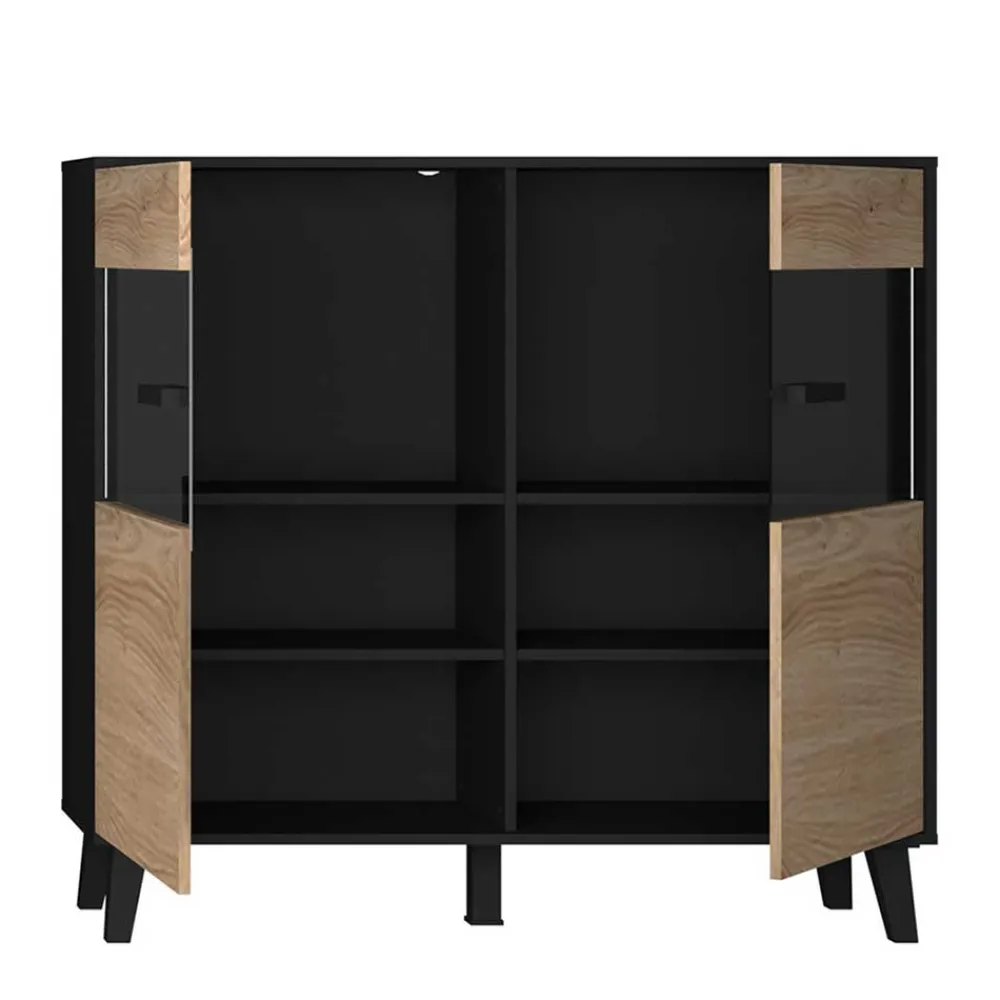 Wohnen Sideboards<126x118x40 Wohnzimmerschrank mit Glaseinsatz - Paniera