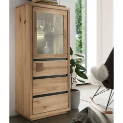 Wohnen Vitrinen<65x148x40 Wohnzimmerschrank mit Glastür - Embleys