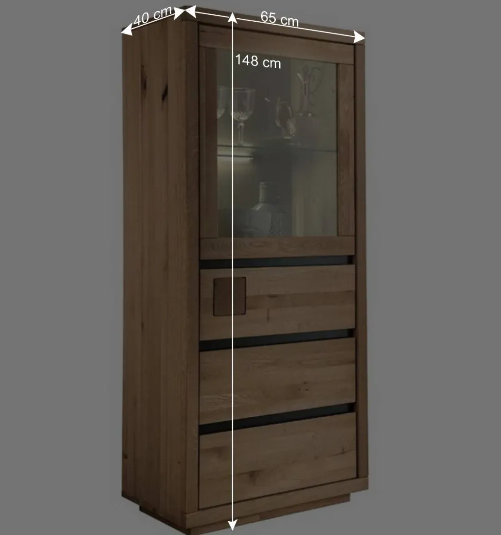 Wohnen Vitrinen<65x148x40 Wohnzimmerschrank mit Glastür - Embleys