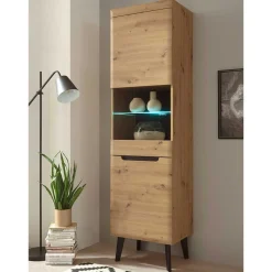 Wohnen Vitrinen<53x197x40 Wohnzimmerschrank 2-türig mit Glas - Olcian